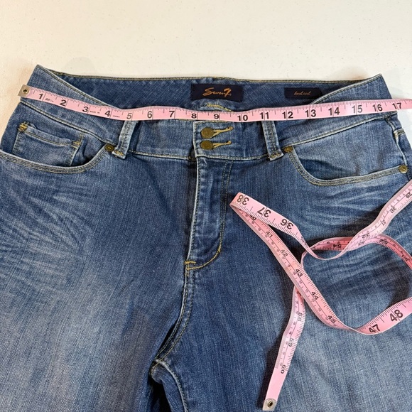 Seven 7 Bootcut Jeans Distressing Midrise Medium Wash Denim Women’s Size 10 - Picture 7 of 16
